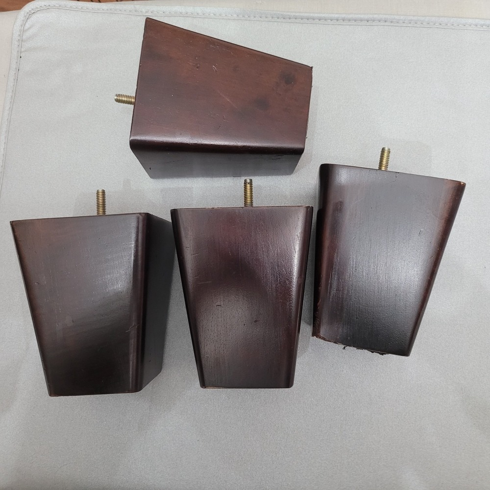 5" Dark Cherry Finish Tapered Solid Wood Legs Sofa Cabinet Table Set‎ of 4 Legs